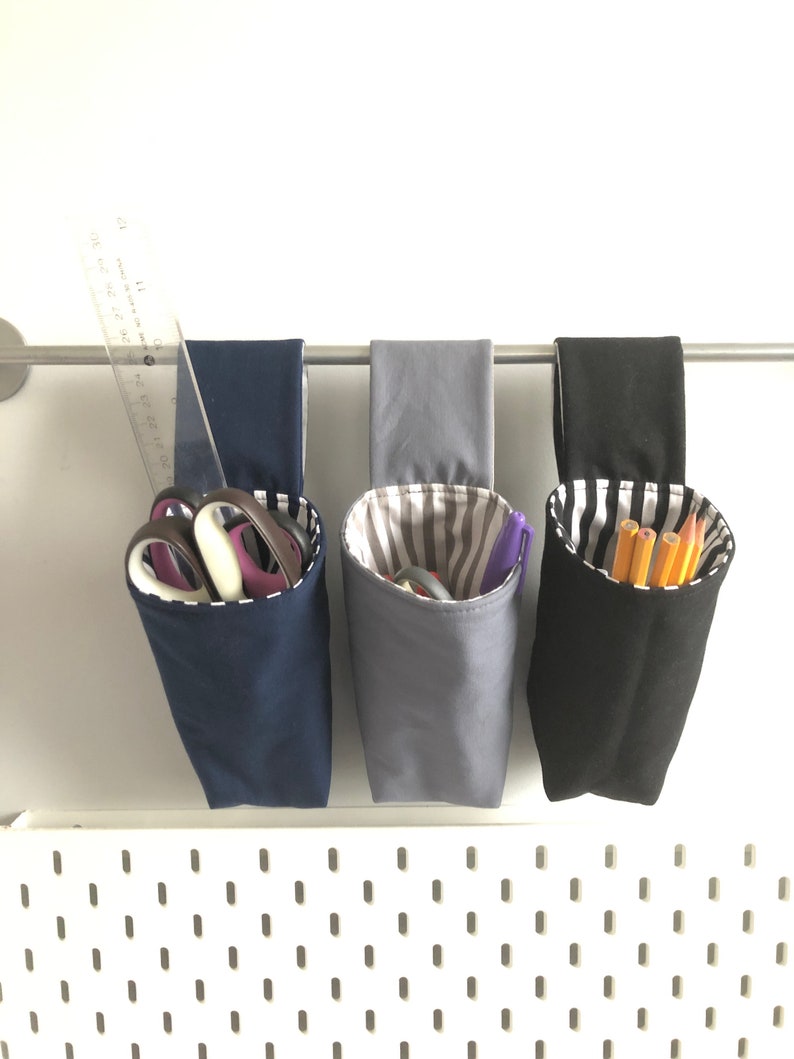 Hanging Room Storage in Black Navy or Grey with Striped Lining image 3
