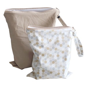 Wet Bag in large or small in neutral for the beach, kitchen, baby, sports or gym bag and available personalized