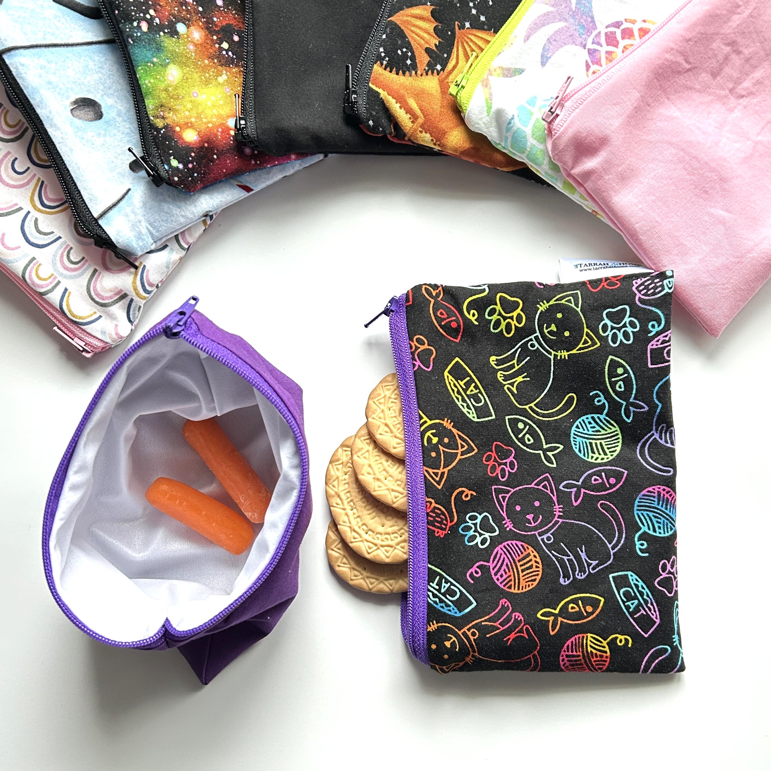 Reusable Snack Bag - Small Washable Food Pouch for Lunch Boxes & Travel