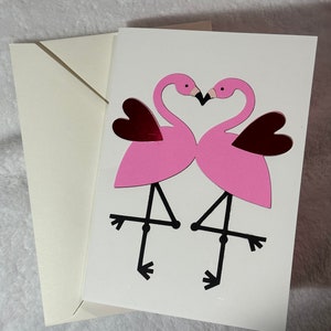 Cartes de Saint-Valentin roses et blanches « I just fit » avec un flamant rose