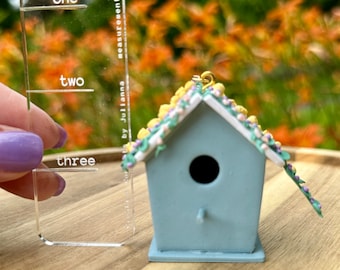 Floral mini birdhouse, floral slab wall hang, clay flower art, mini birdhouse ornament