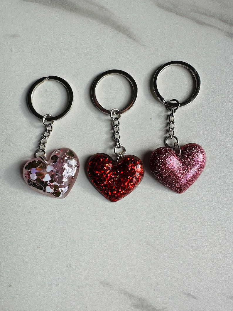 Glitter Heart Keychains in Red, Pink and Mini Hearts I Valentines Day