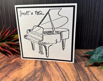 Black and white just a note card, piano themed note, thinking of you card