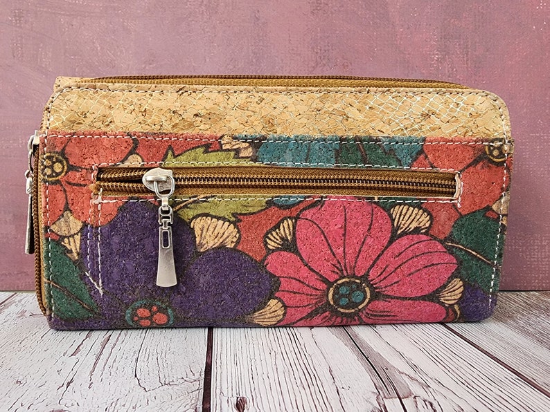 Cartera De Corcho Hecha A Mano Con Cremallera Para Mujer, Cartera Con Cremallera, Vegana Orgánica, Sostenible, Ecológica, Impermeable, Ligera Y Duradera, Producto A Base De Plantas, Varios Colores