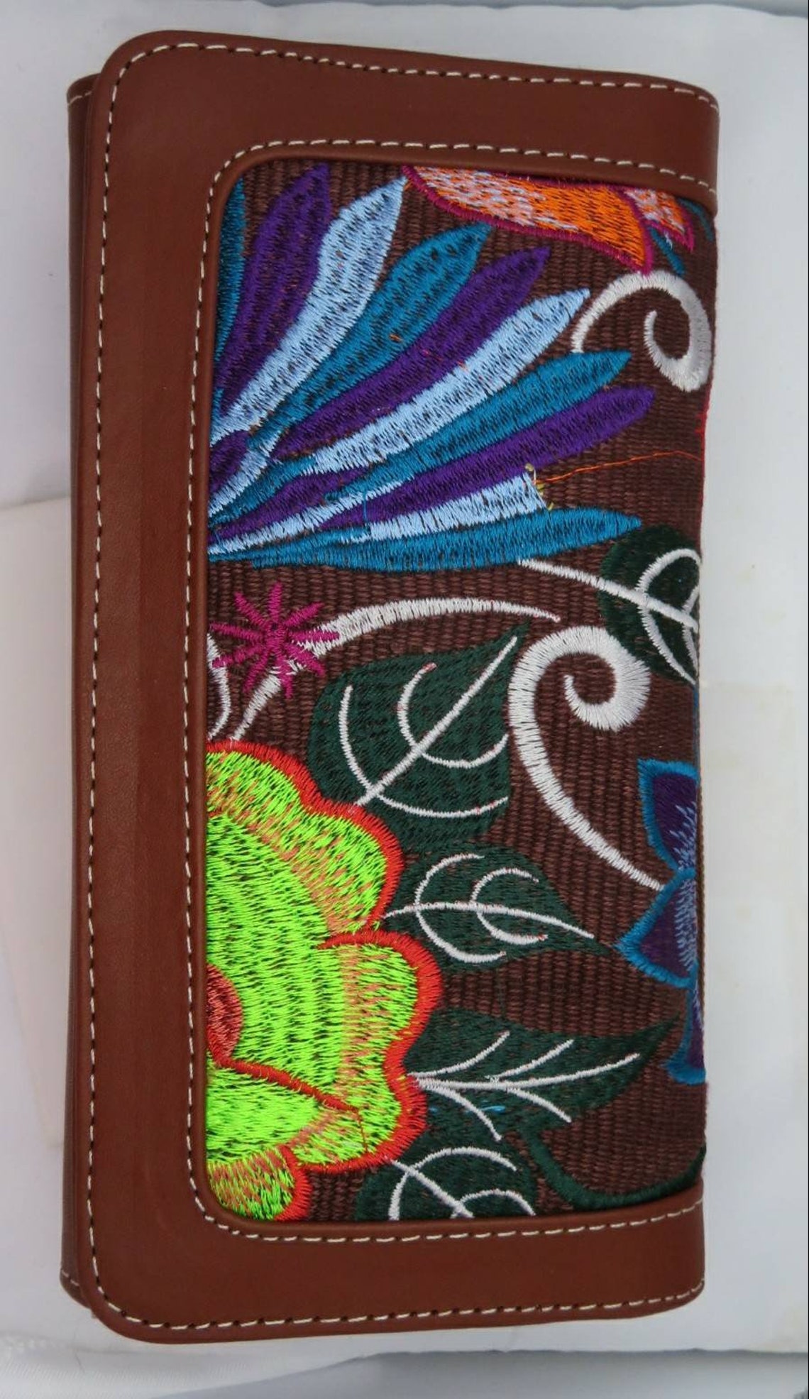 Mexican wallet genuine leather wallet embroidered Etsy
