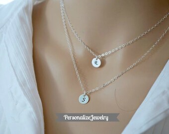 Personalized Initial Necklace Set | Sterling Silver Layered Chain