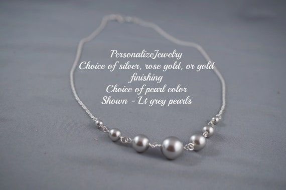 Bridesmaid Necklace Bridal Necklace With Graduating Pearl Sizes