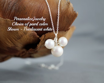 Collar con colgante de Mickey / Cadena de plata esterlina / Regalo de dama de honor con temática de Disney / Joyería de perlas para bodas de otoño / Boda oculta de Mickey