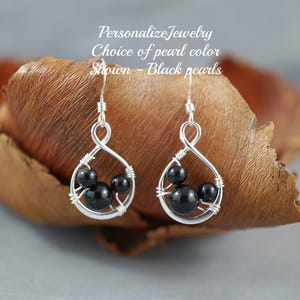 Infinity Earrings | Sterling Silver Pearl Cluster Eternity Ring | Figure 8 Design | Handmade Bridesmaid Jewelry |Disney-Themed Hidden Mickey