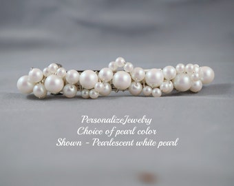 Wedding Bridal Barrette | Pearl Clip and Beaded Bridesmaid Hair Accessory | Elegant French Barrette | Wedding Hair Clip for Brides
