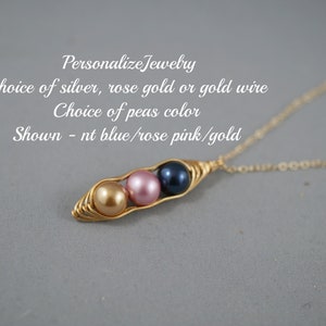 Erbsen Halskette | 3 Erbsen in einer Schote Schmuck | Silber oder Gold Halskette | Muttertagsgeschenk | Geburtstagsgeschenk für Mama personalisierten Schmuck