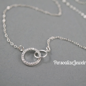 Infinity Interlocking Circles Necklace | CZ Eternity Jewelry | Sterling Silver Necklace | Gift for Girlfriend, Best Friend,  Special Someone