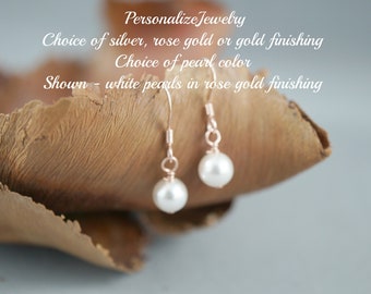Flower Girl Earrings | Small 6mm Swarovski Pearl Earrings | Junior Bridesmaid & Child Gift | Sterling Silver or 14k Rose Gold