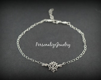 Sterling Silver Lotus Bracelet: Delicate Yoga Jewelry