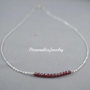 Dainty Garnet Necklace | January Birthstone Necklace | Tiny Real Gemstone Necklace | Sterling Silver Necklace | Gift for Her | Birthday Gift