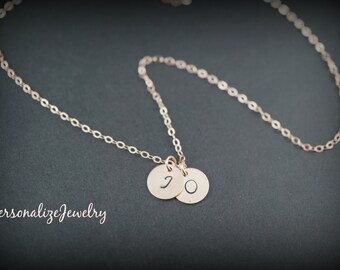 Personalized 14K Rose Gold Initial Necklace | Dainty Rose Gold Jewelry | Ideal Bridesmaid Gift | Holiday Gift Ideas | Hand-stamped Alphabet