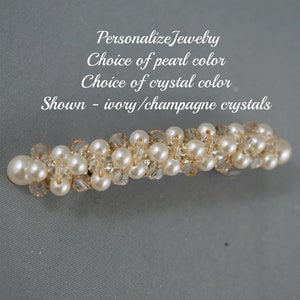 Flower Girl Small Hair Barrette | Junior Bridesmaid Wedding Hair Piece | Curly Short Side Hair Clip | Pearls & Crystals Headpiece