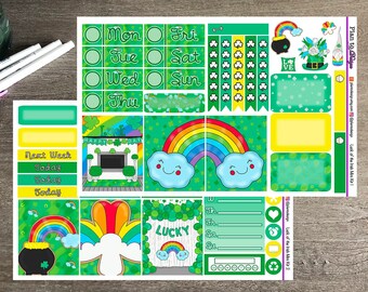 LUCK of THE IRISH Mini Kit - 2 Pages - Greens and Yellow - Traveler's Notebook, B6, A5, Plum Paper, Recollections - St. Patrick's Day