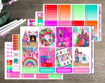 RAINBOW CHEER Deluxe Weekly Kit (Standard Vertical) - 7 Pages - Rainbow Colors - for Vertical, Recollections, Christmas, Winter