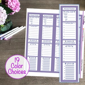 LONG Health and Fitness Sidebar Stickers 4 made for Vertical Planners, Hardbound Planner, Plum Paper, Recollections Vertical image 1