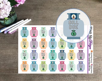 Gas Bill Due Planner Stickers (28) - made for Vertical Planners, Horizontal Planners, Recollections, Plum Paper - Bills, Financial