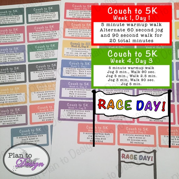 Couch To 5k Training Plan And Race Day Planner Stickers For Etsy