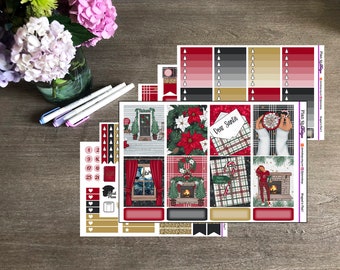 WRAPPED IN PLAID Deluxe Weekly Kit (Standard Vertical) - 7 Pages - Red, Black, and Gold - for Vertical, Recollections, Christmas, Winter