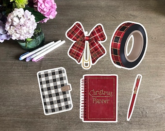 WRAPPED IN PLAID Planner Die Cuts for Traveler's Notebook, Plum Paper, Recollections, Vertical, Horizontal Planner - Ala Carte - Set Holiday