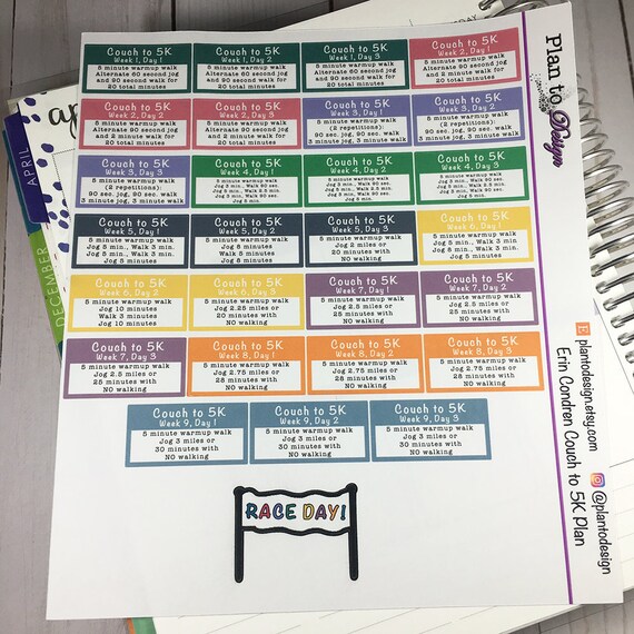 Couch To 5k Training Plan And Race Day Planner Stickers For Etsy