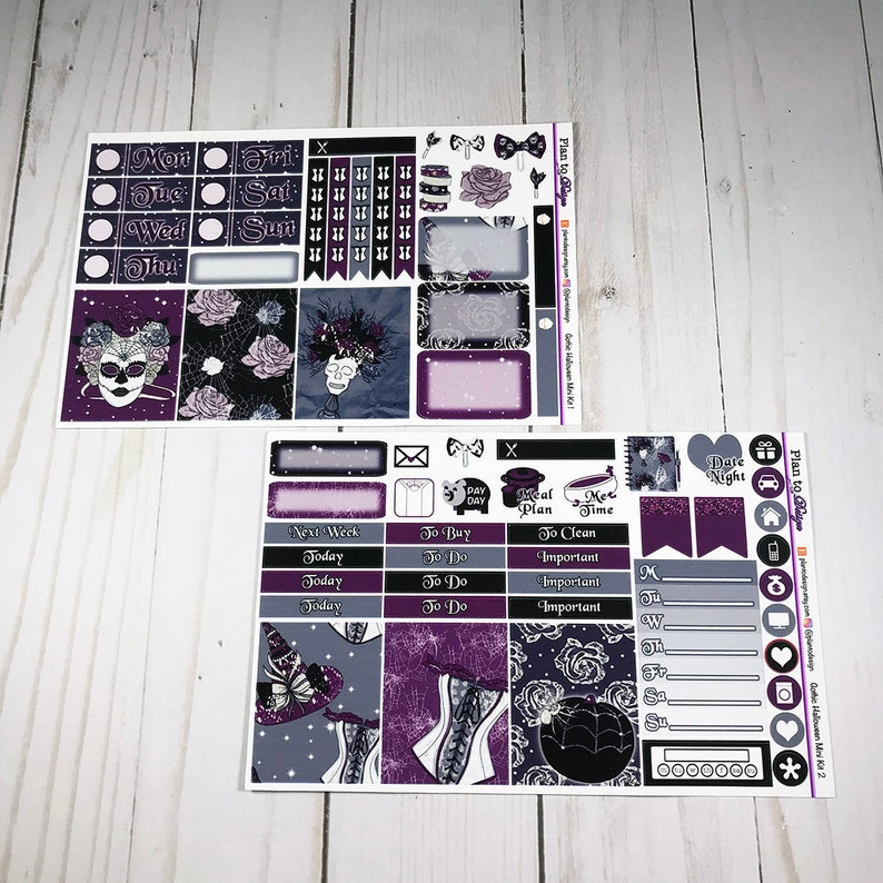 A5 Lt Purple B6 2 Pages Recollections made for Traveler/'s Notebook Happy Planner Eclp Grey HALLOWEEN GOTHIC Mini Kit Dk Purple