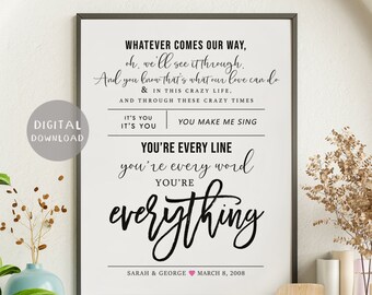 Michael Buble 'Everything' Personalised Gift Favourite Framed Lyrics Poster 