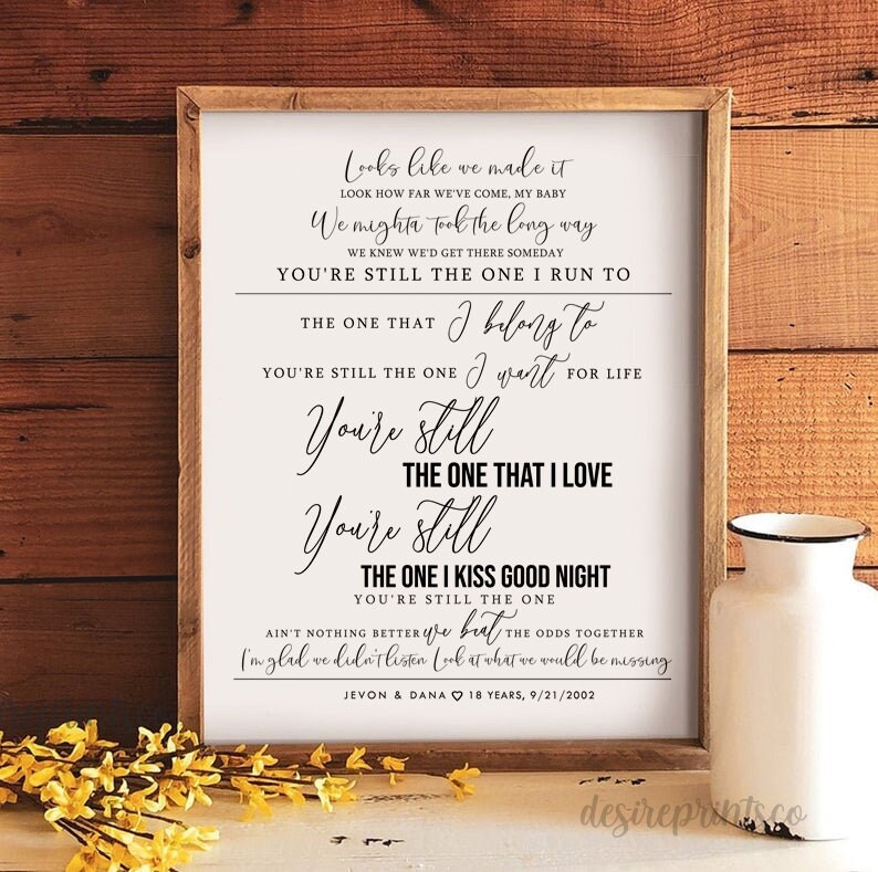Wedding Gift Lyrics Art Print You Re Still The One Etsy Wedding Gift Lyrics Art Print You Re Still The One Etsy