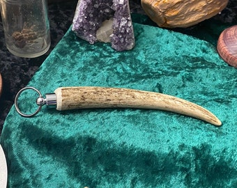 Antler Spell Ingredient Holder, Deer Antler Keychain