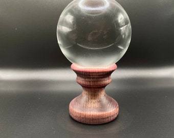 Hand-Turned Crystal Ball Holder: Elegant Orb Display Stand