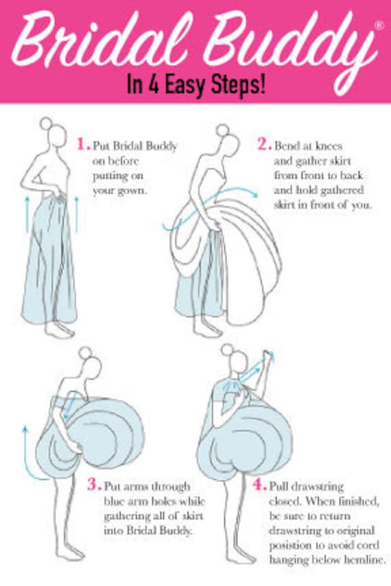 Bridal Buddy on X: Our lovely Laurette shows how easy the Bridal Buddy  bags up get gown so she can use the bathroom in privacy! 🚽   / X