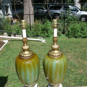 2 Large Murano Empoli? Hand Blown Table lamps