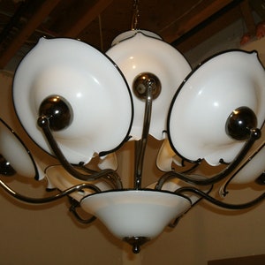 Vintage Hand Blown Murano Glass 9 Leaf Chandelier..Eye Catching