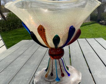 Large Vintage Signef Murano Glass Avventurina Centrepieces Museum Quality