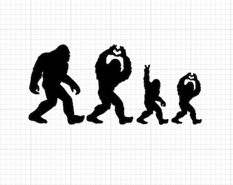 3in tall Sasquatch Bigfoot Family Vinyl Car Decal Sticker