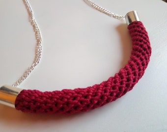 Rope Crochet Colour Block Necklaces Winter Collection Shades; Claret, Turquoise