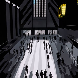 Tate Modern People. Fine Art Print. Figures in Art Gallery Architecture.