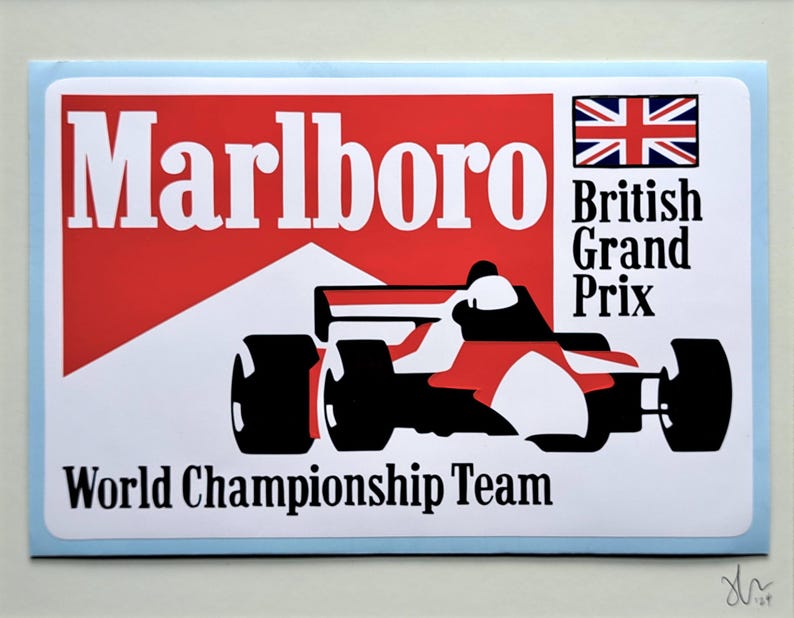 Malbrow Racing Sticker Giant (hand-cut) Vinyl Stickers: Marlboro British GP - Etsy