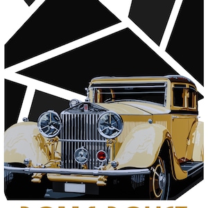 Rolls-Royce vintage-style print. Retro Art Deco Poster Design