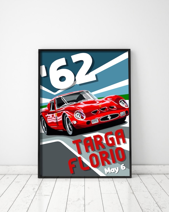 1962 Ferrari Targa Florio Race Poster-style Print. 250 GTO