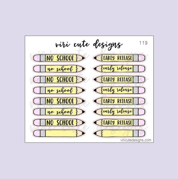 1075~~ Early Release School Tracker Planner Stickers.