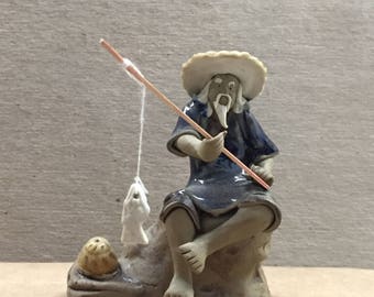 Fisherman Figurine PAIR 2 Styles Bonsai