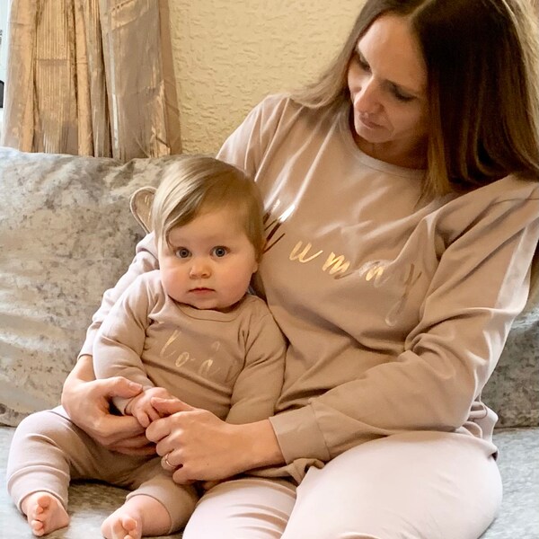 Personalised Adult & Child Matching Loungewear Lounge Set Name Loungewear Tracksuit Outfit Boy/Girls/Kids/Ladies Co-ord Loungeset Pyjamas