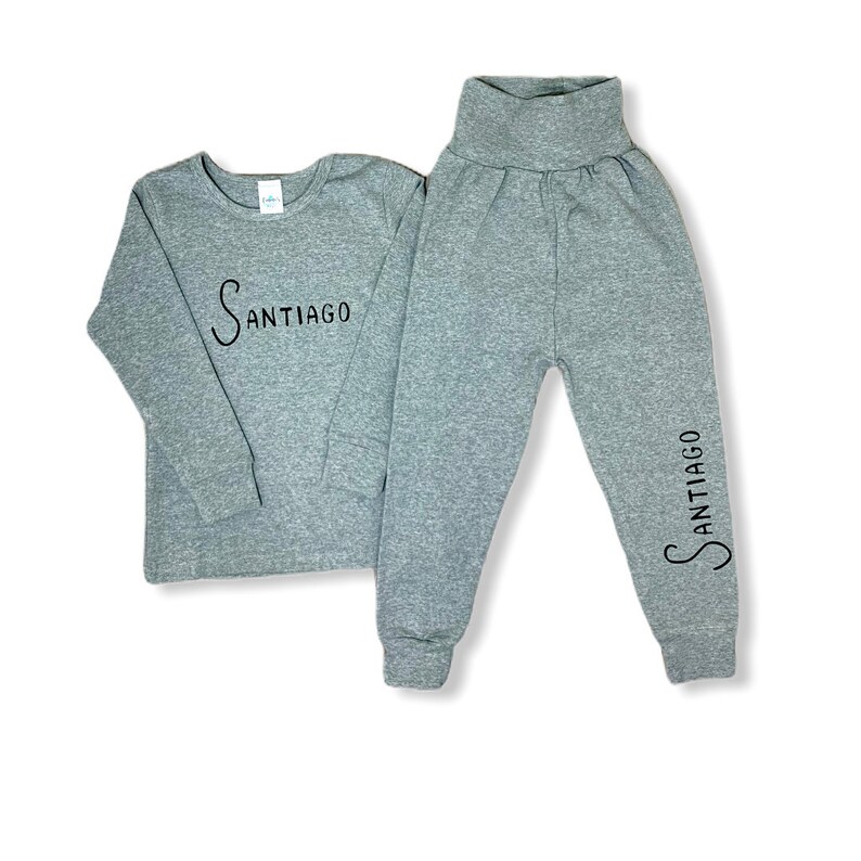 Kids Loungewear Personalised Name Lounge Set Birthday Grey Top Etsy