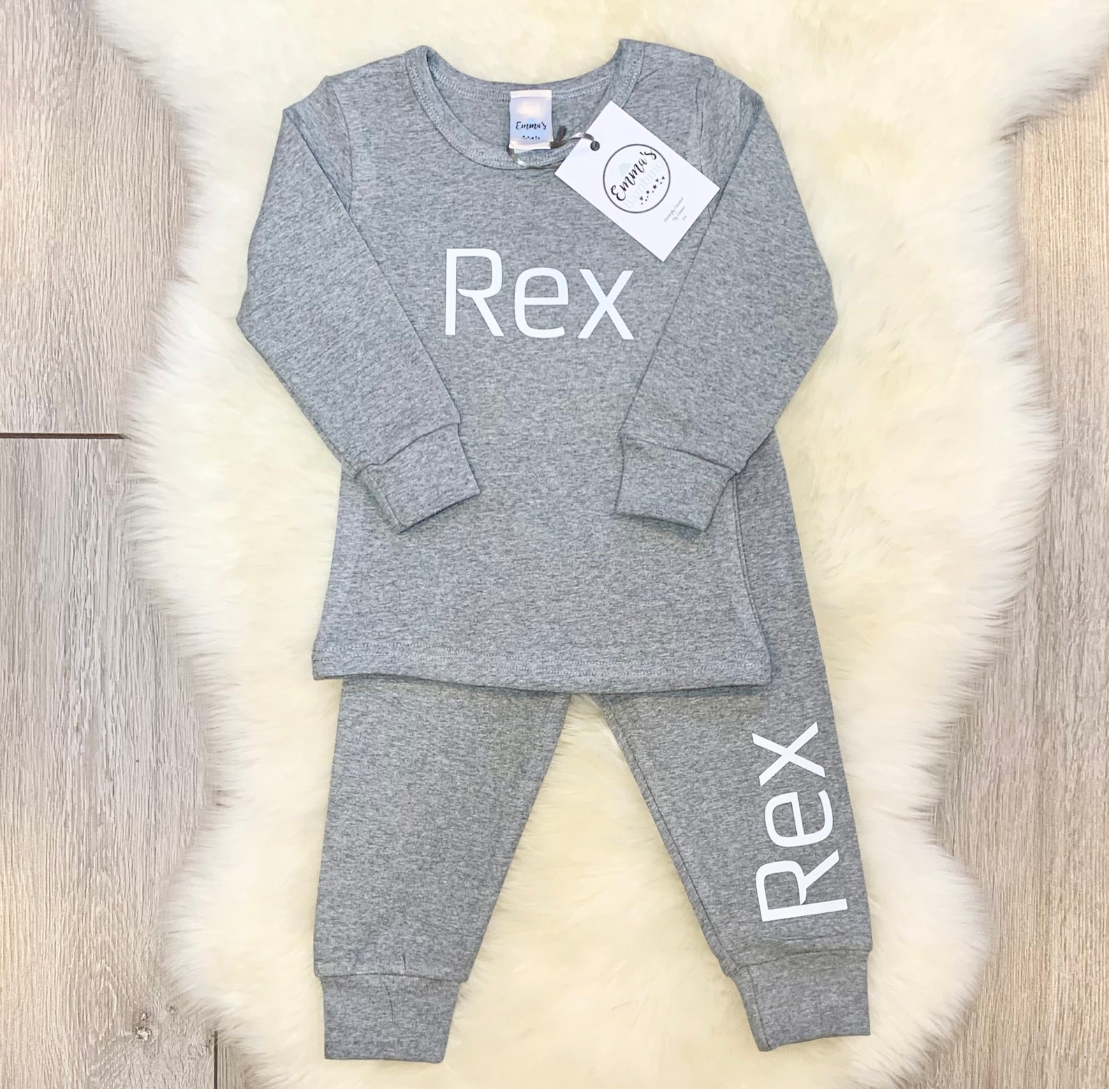 Kids Loungewear Personalised Name Lounge Set Birthday Grey Top Etsy