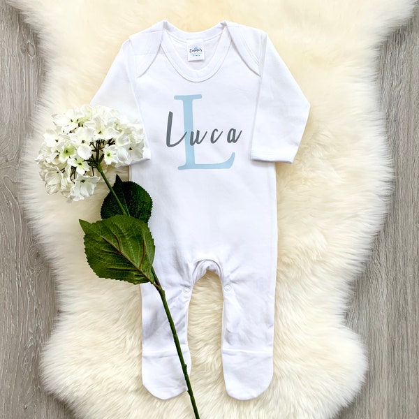 Personalised Baby Grow Boys Girls Gift Initial/Letter Name Pink Blue Twins Babygrow/Romper/Sleepsuits,Present,Shower Coming Home Outfit